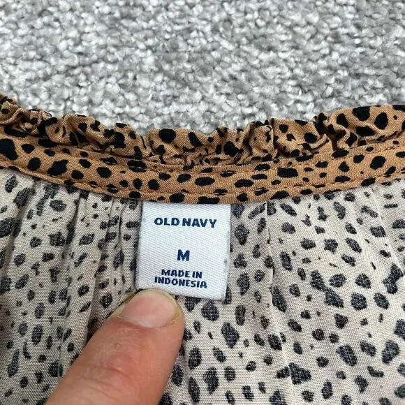 Old Navy Leopard A-Line Relaxed Midi Dress Womens Medium Brown Sleeveless Boho - Picture 3 of 13